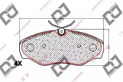 Комплект тормозных колодок, дисковый тормоз DJ PARTS купить